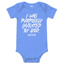 Purposely Invented Baby Onesie (White Print)