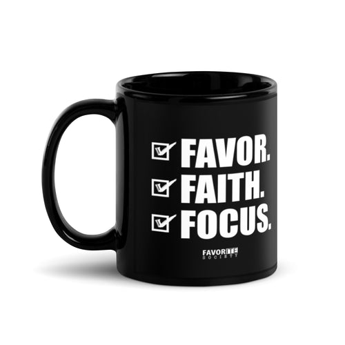 #FavorFaithFocus Black Coffee Mug