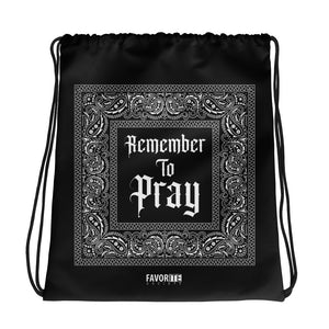 Remember To Pray Drawstring Bag - Black Paisley